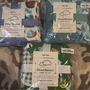 Little Sleepies Cloud Blanket Trio - Green, Blue, Multicolor BUNDLE